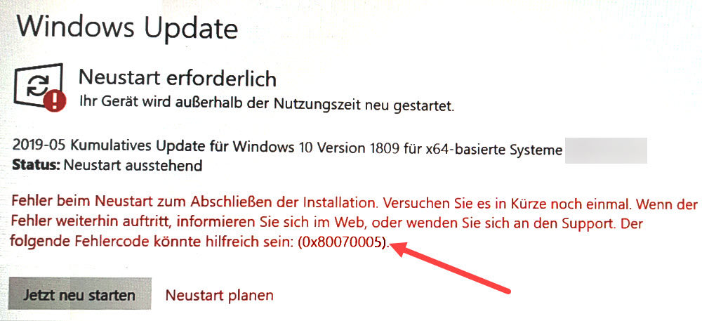 [GELÖST] 0x80070005 Fehler unter Windows